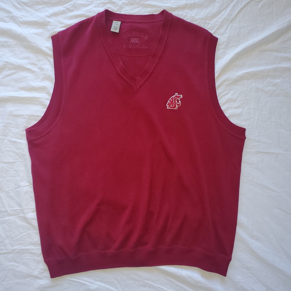 Cutter & Buck Washington State Cougars Red Mainsail Sweater-knit Mens Zip XL